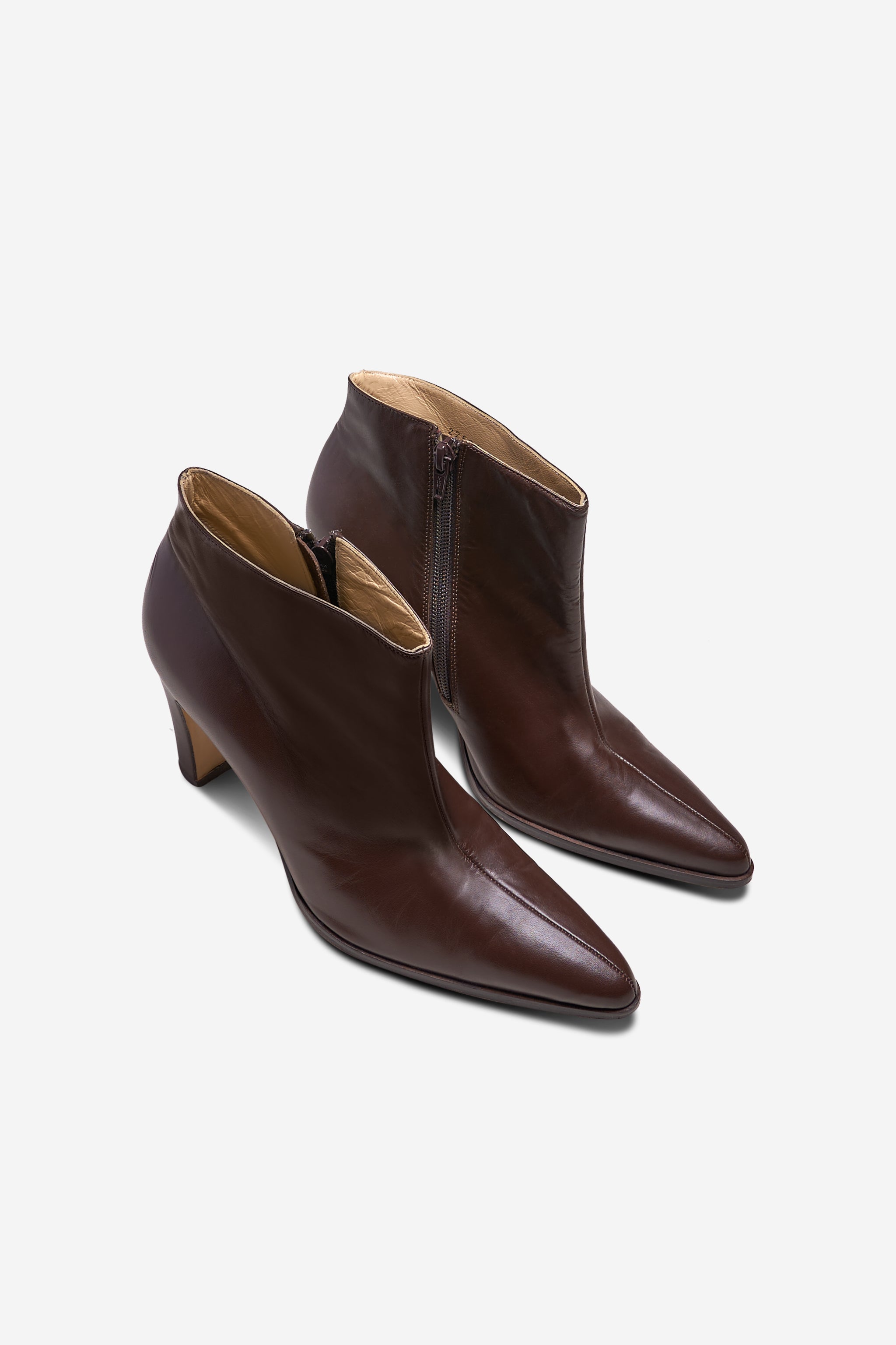 Bottines en cuir marron