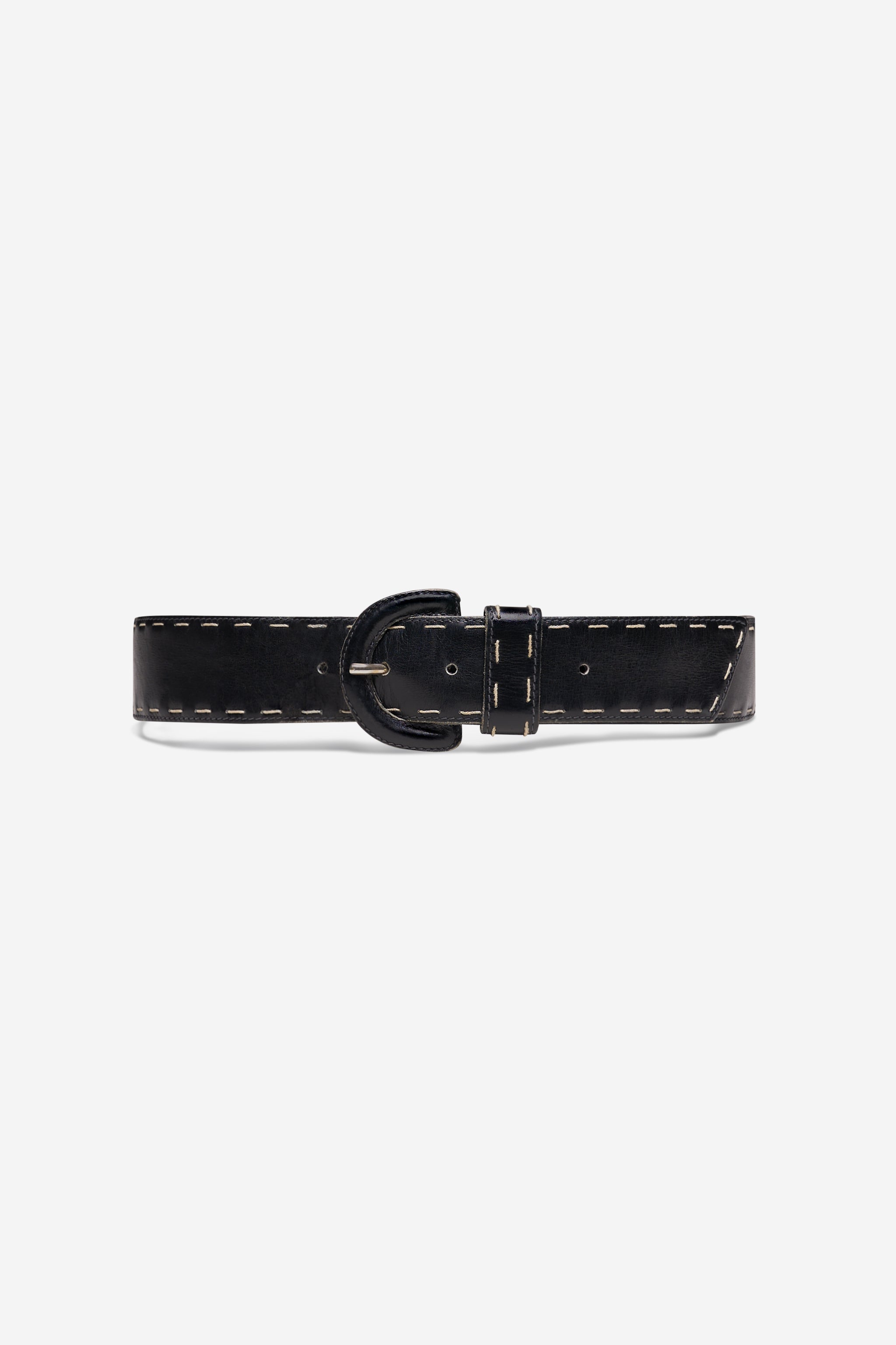 Ceinture en cuir noir Prada