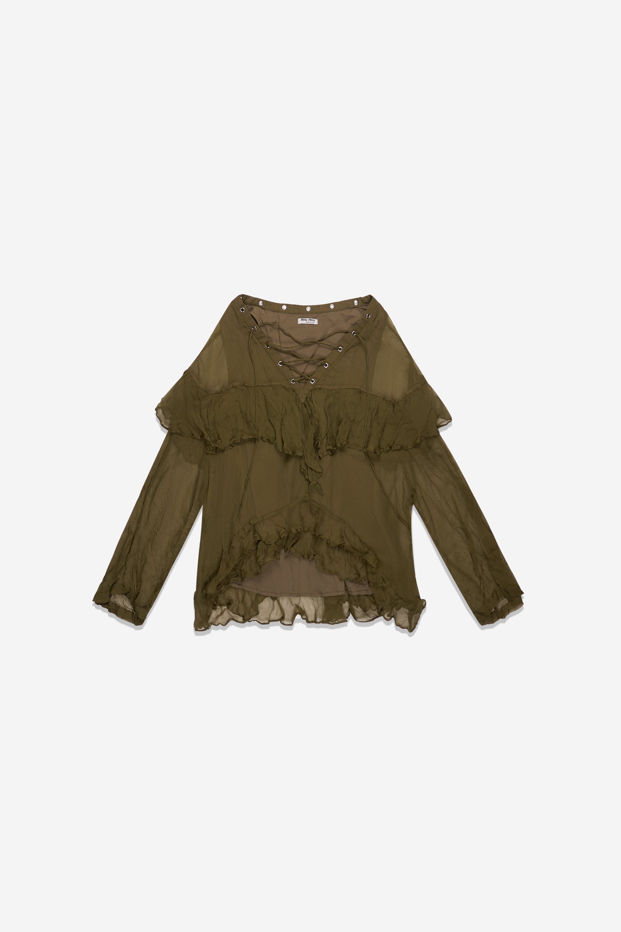 Blouse en soie kaki