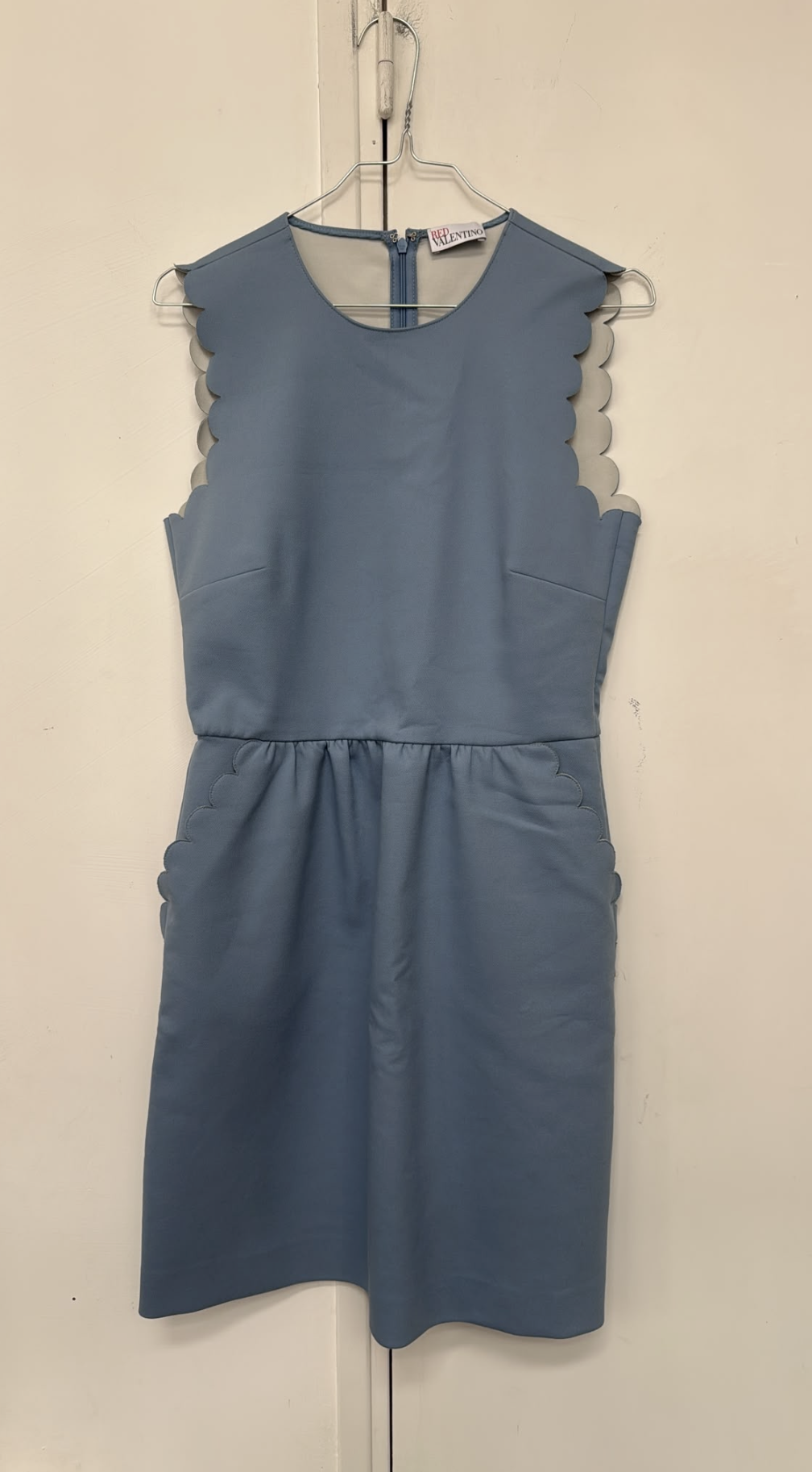 RED Valentino Blue Scallop-Trim Dress