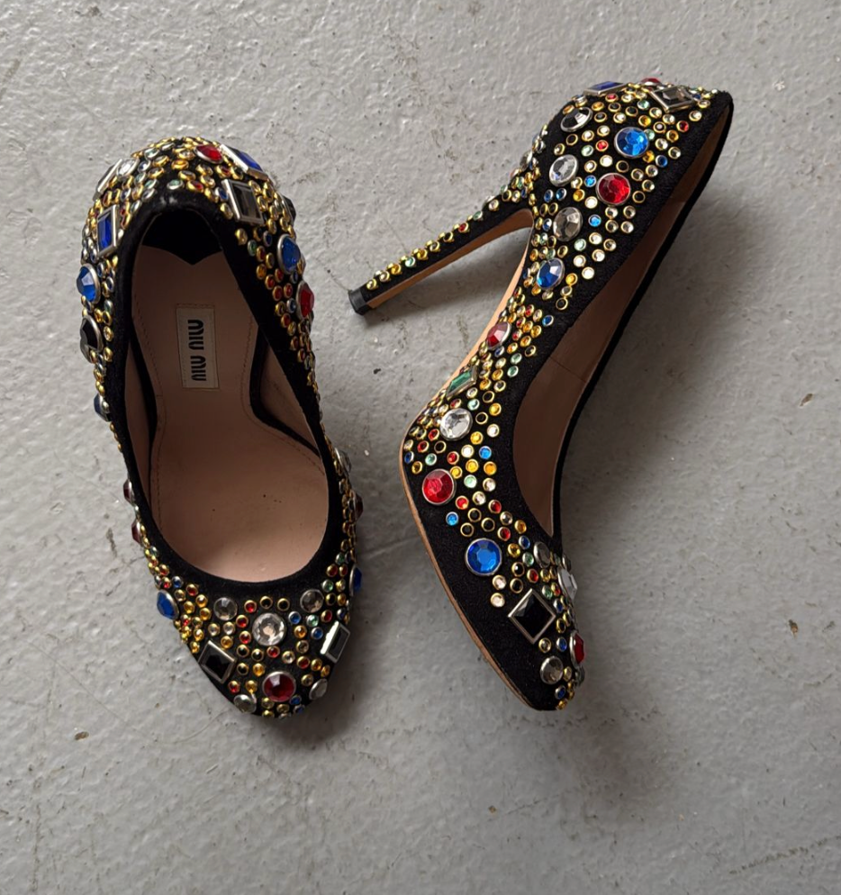 Miu Miu Crystal-Embellished Heels