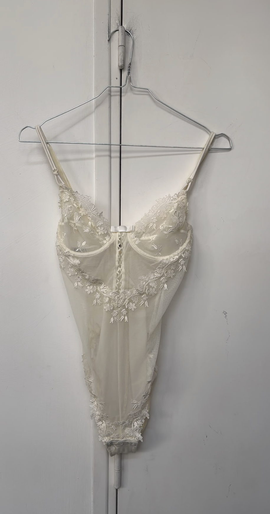 Christies Ivory Embroidered Lace Bodysuit