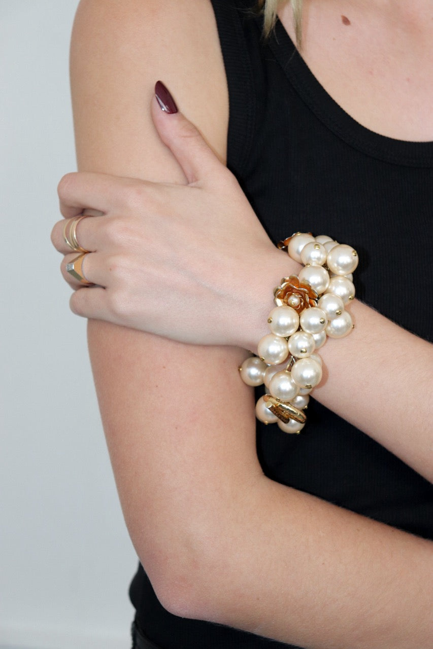 Bracelet perle et fleur