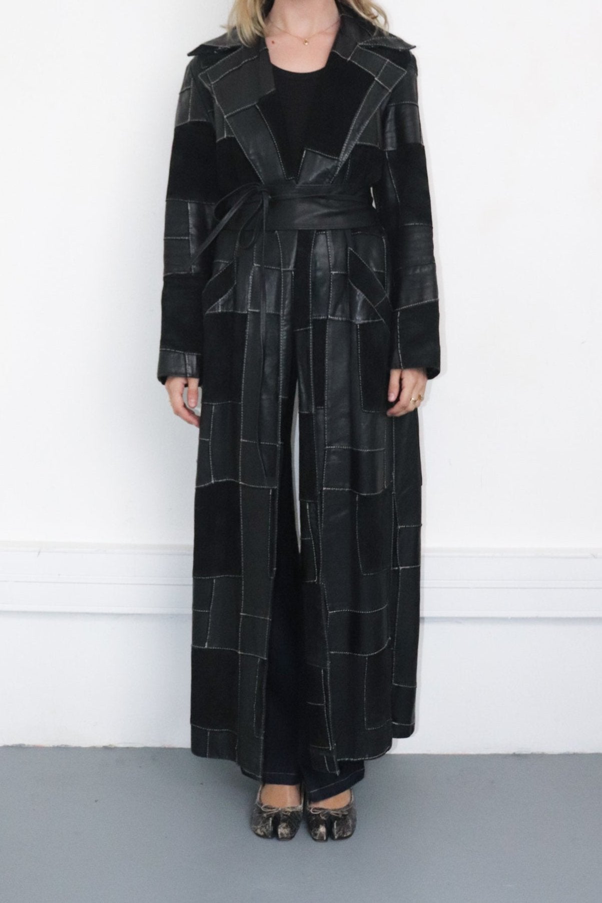 Manteau en cuir patchwork