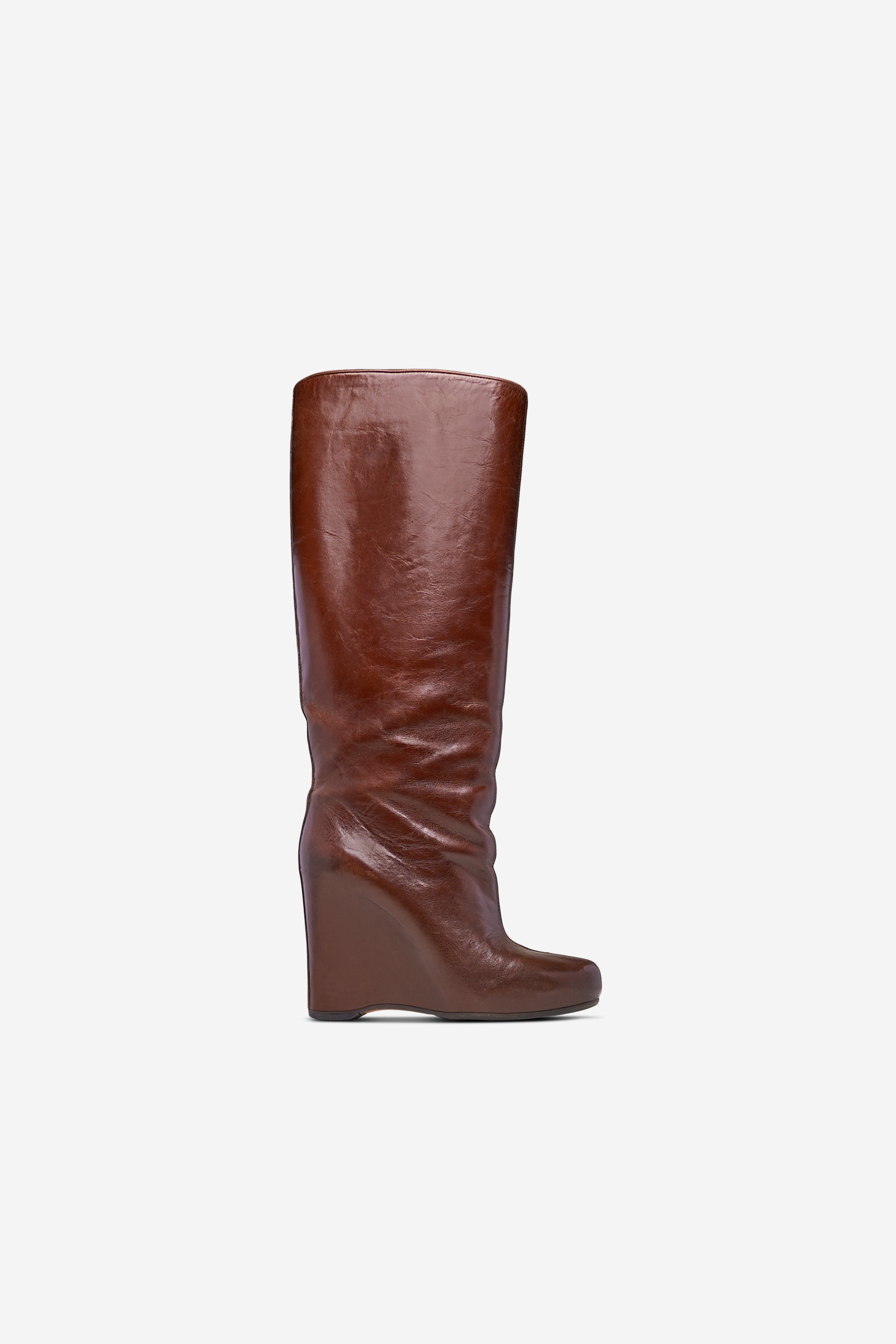 Bottes marrons talon compensé