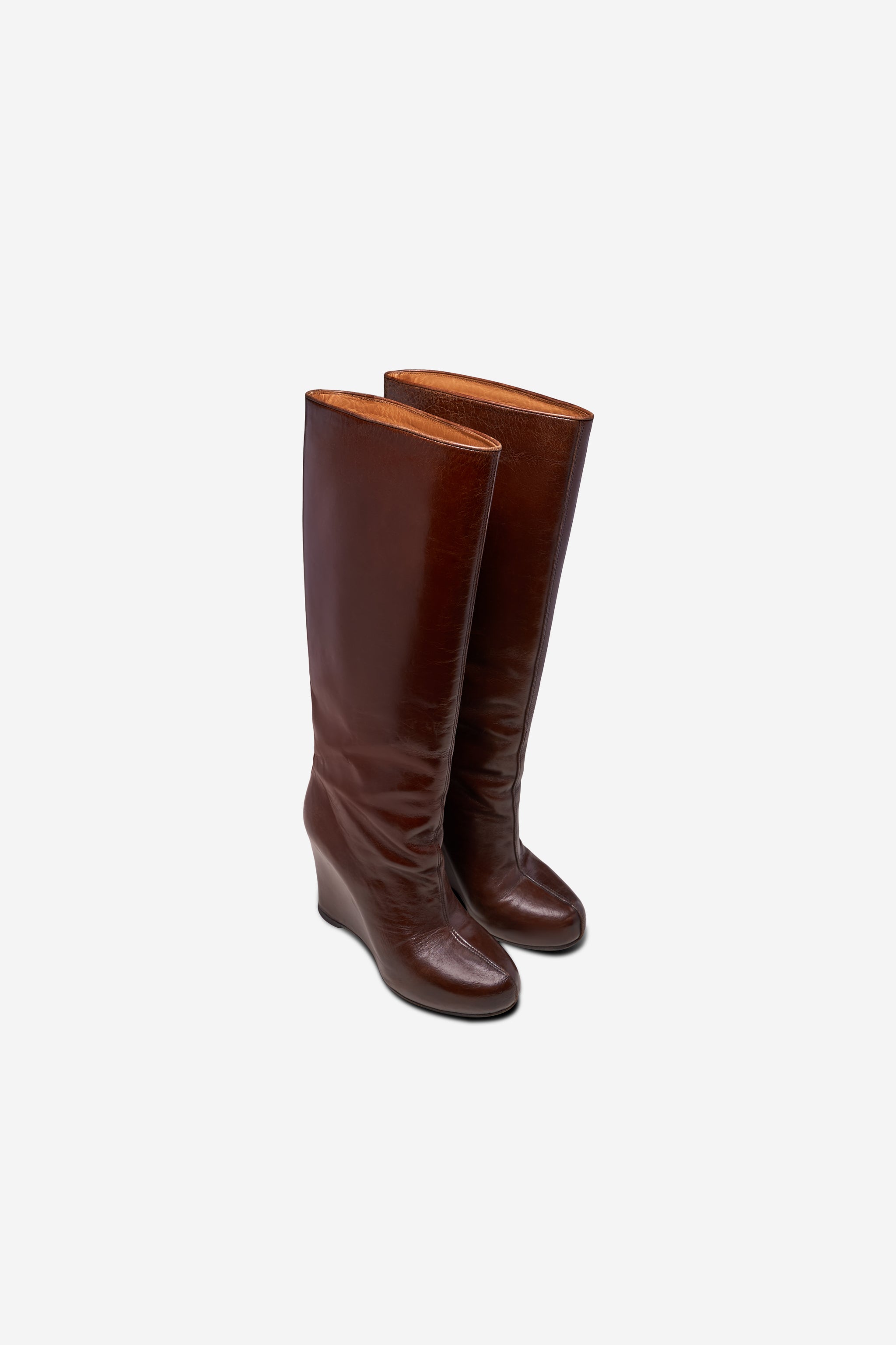 Bottes marrons talon compensé