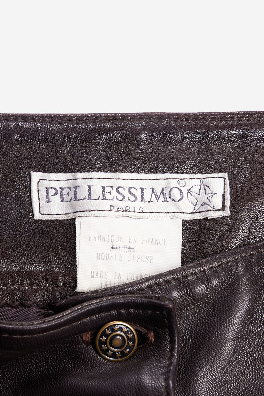 Pantalon en cuir marron