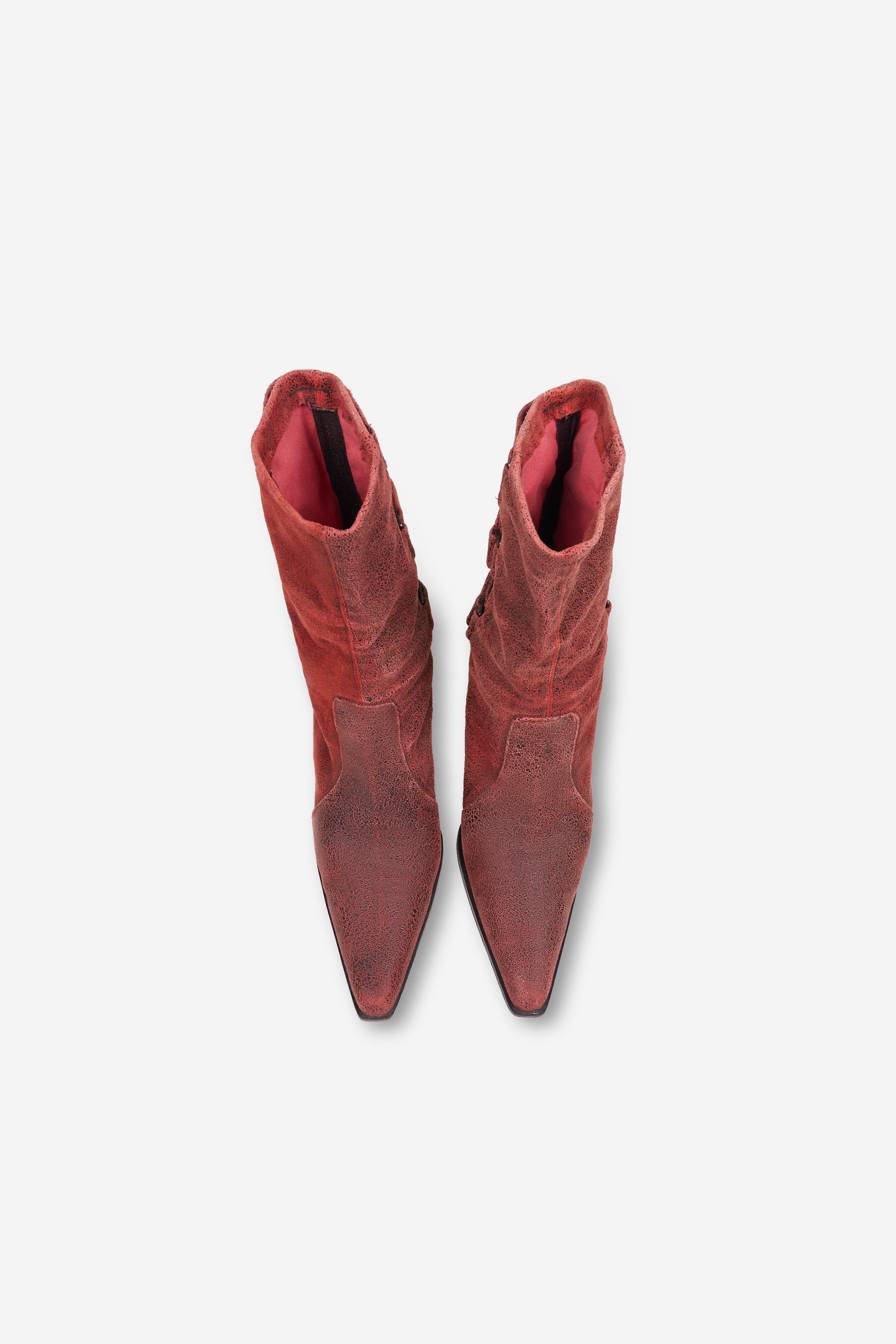 Bottines bordeaux en cuir