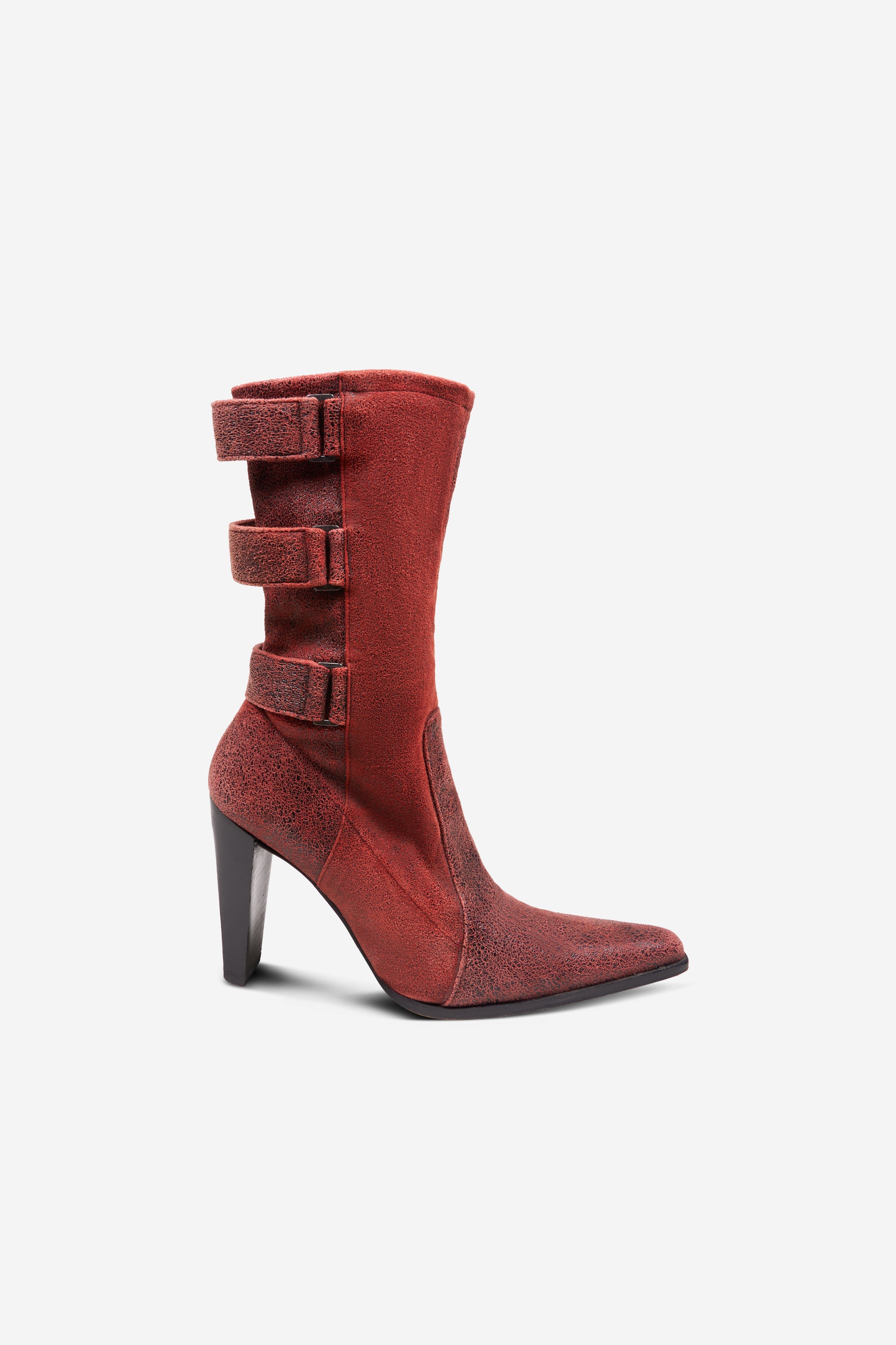 Bottines bordeaux en cuir