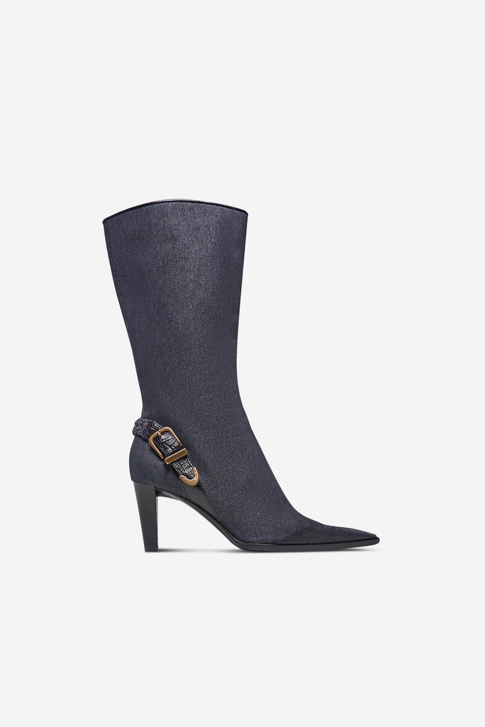 Bottes en denim et cuir