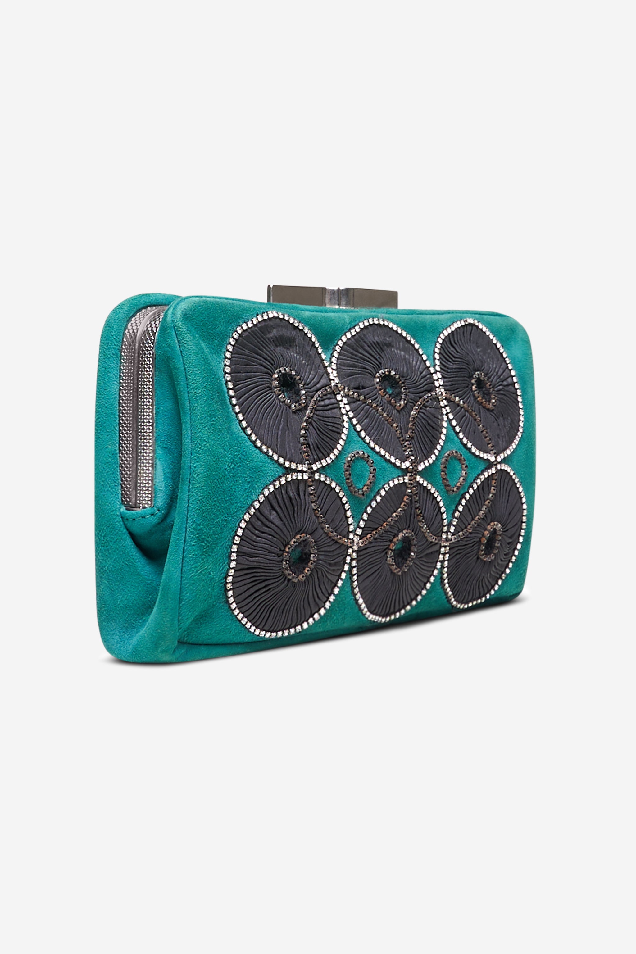 Pochette en daim turquoise