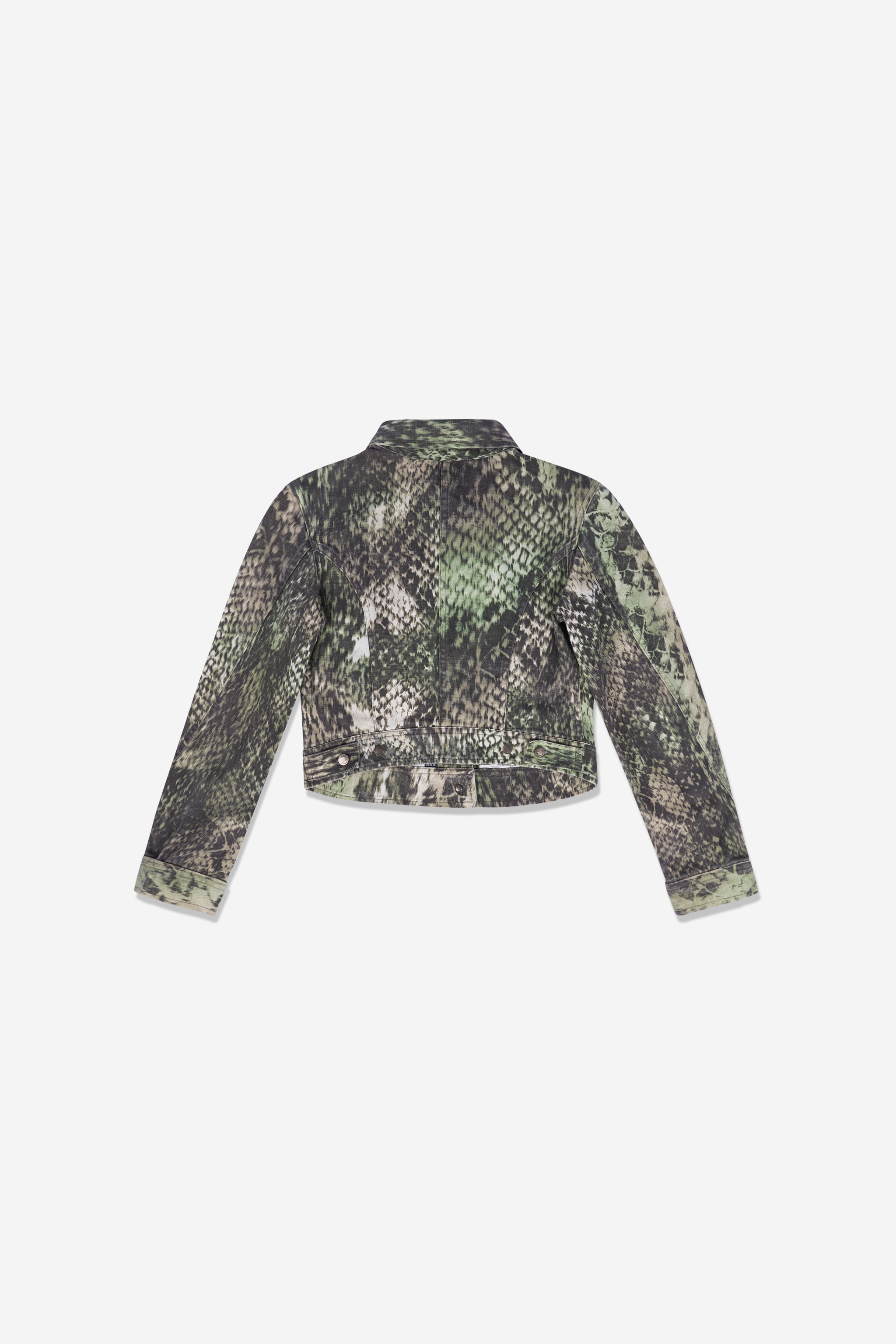 Green python pattern denim jacket