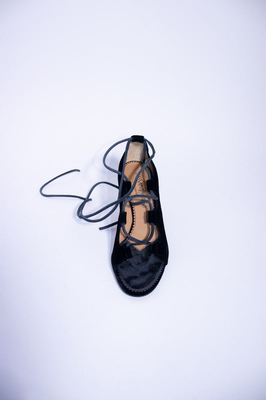 Black velvet sandals