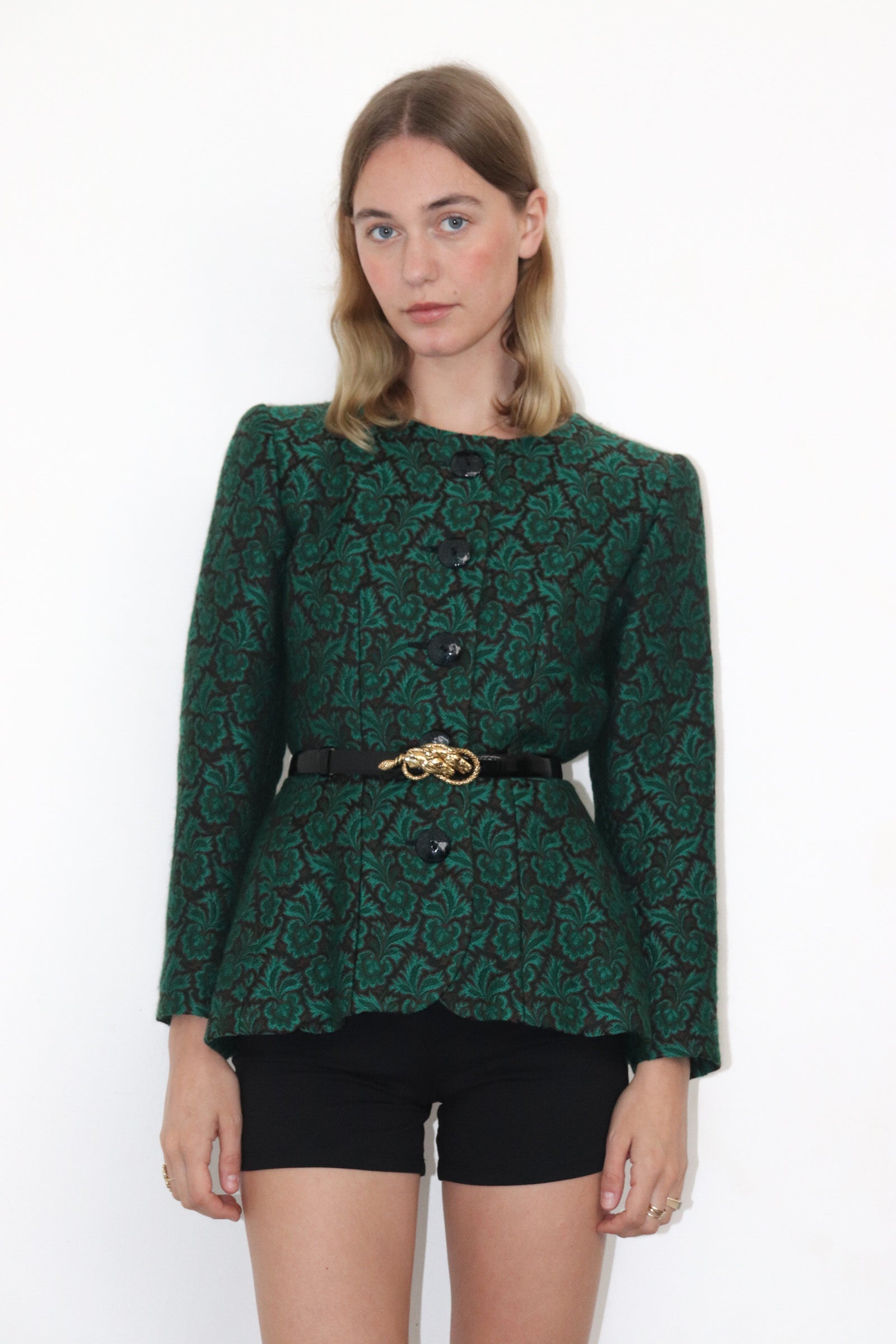 Veste brocart vert et noir