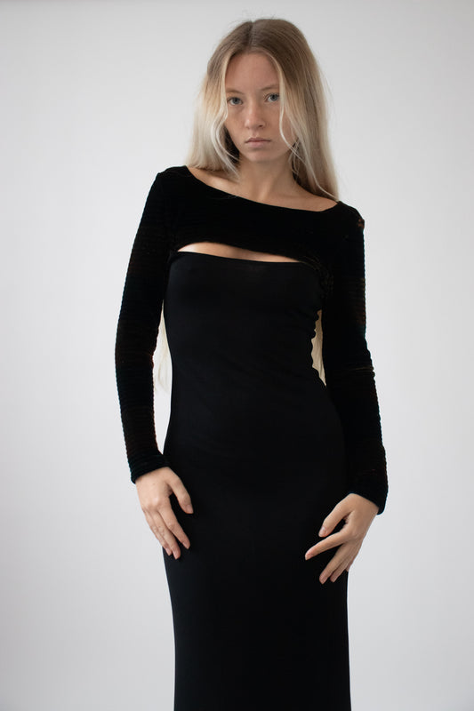 Black and velvet dress