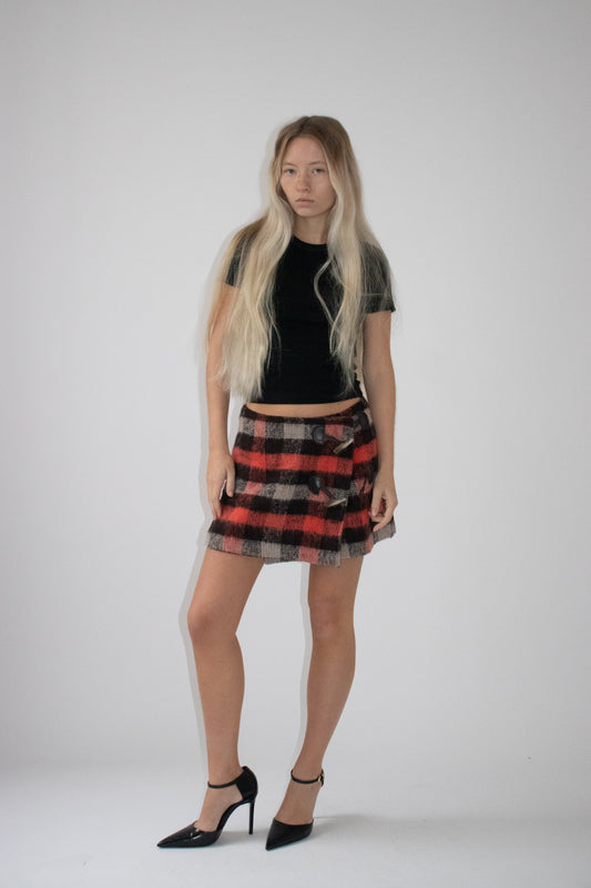 Red checkered mini skirt