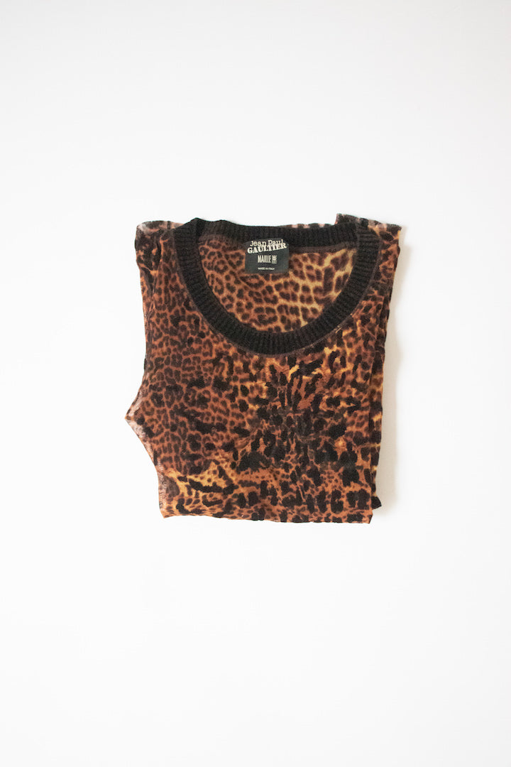 Leopard mesh top