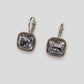 Silver rounded square diamond earring