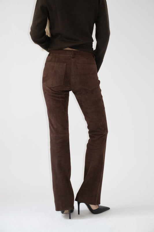 Brown nubuck leather pants 