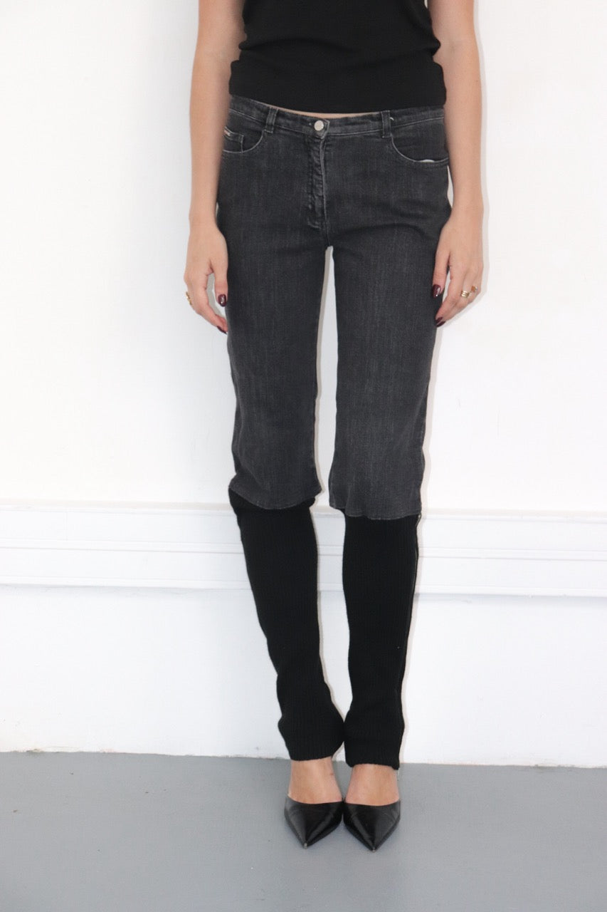 Jean denim gris et maille