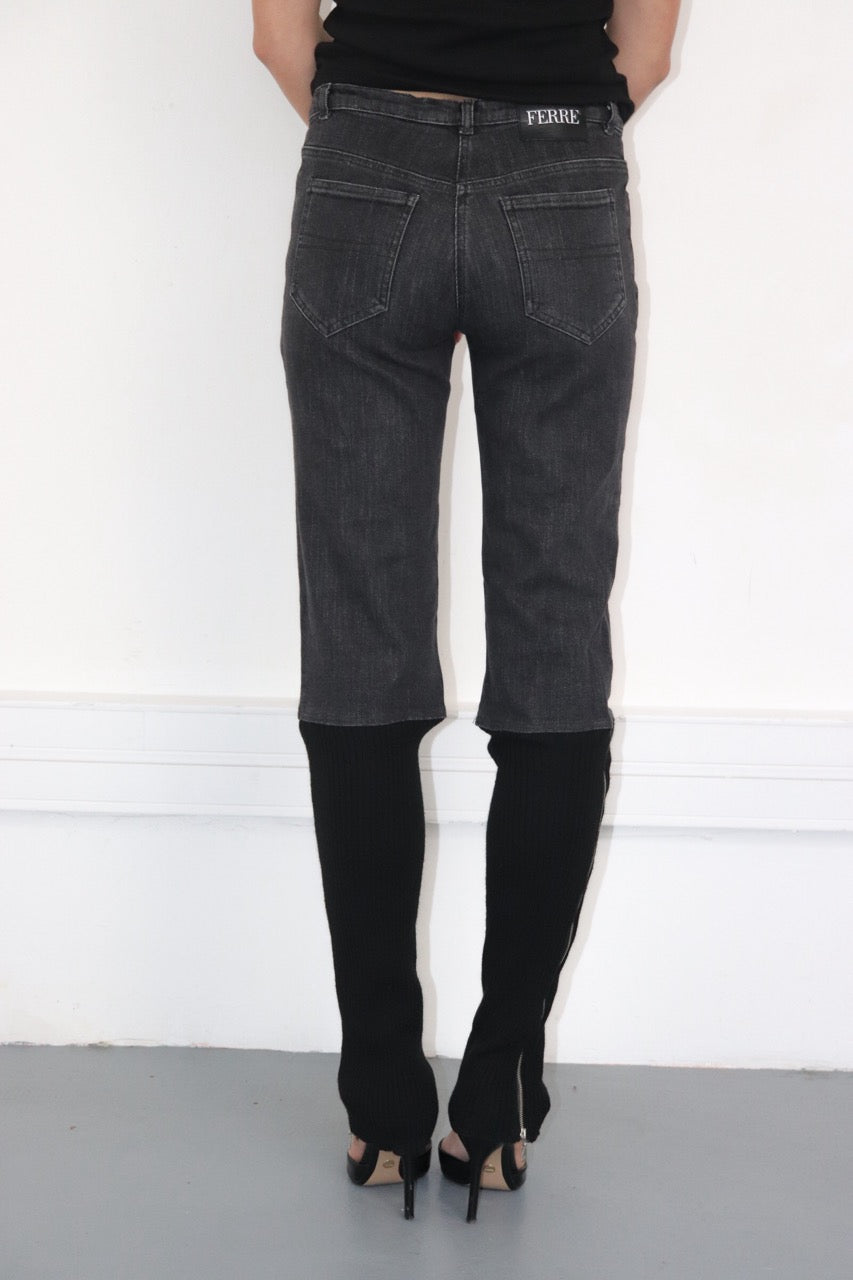 Jean denim gris et maille
