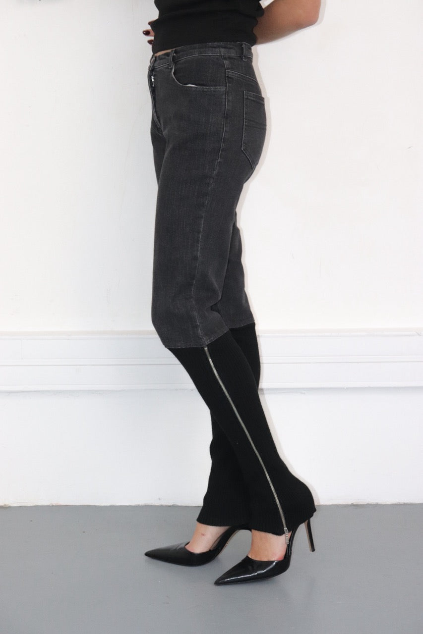Jean denim gris et maille
