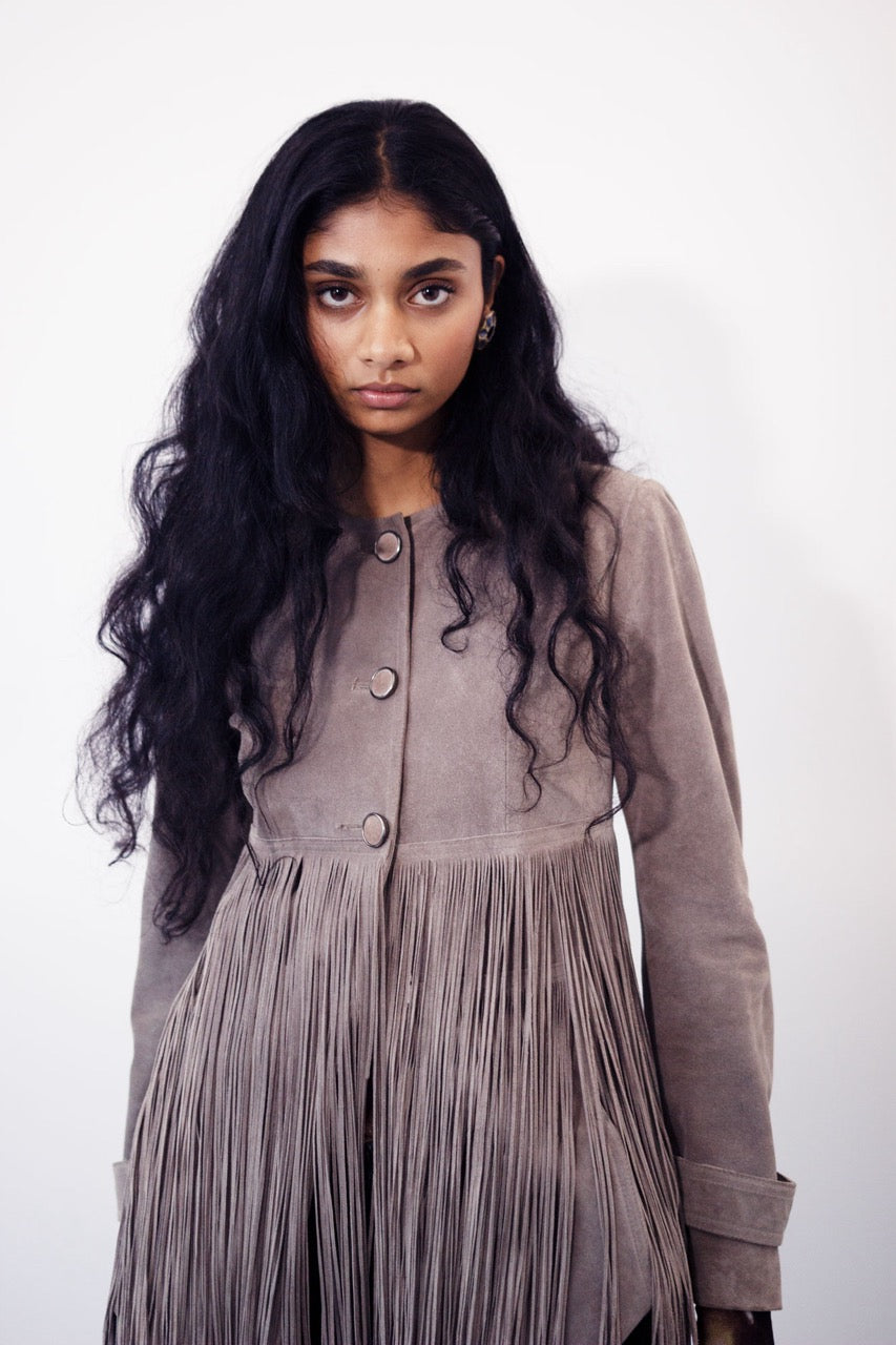 Veste en daim à franges